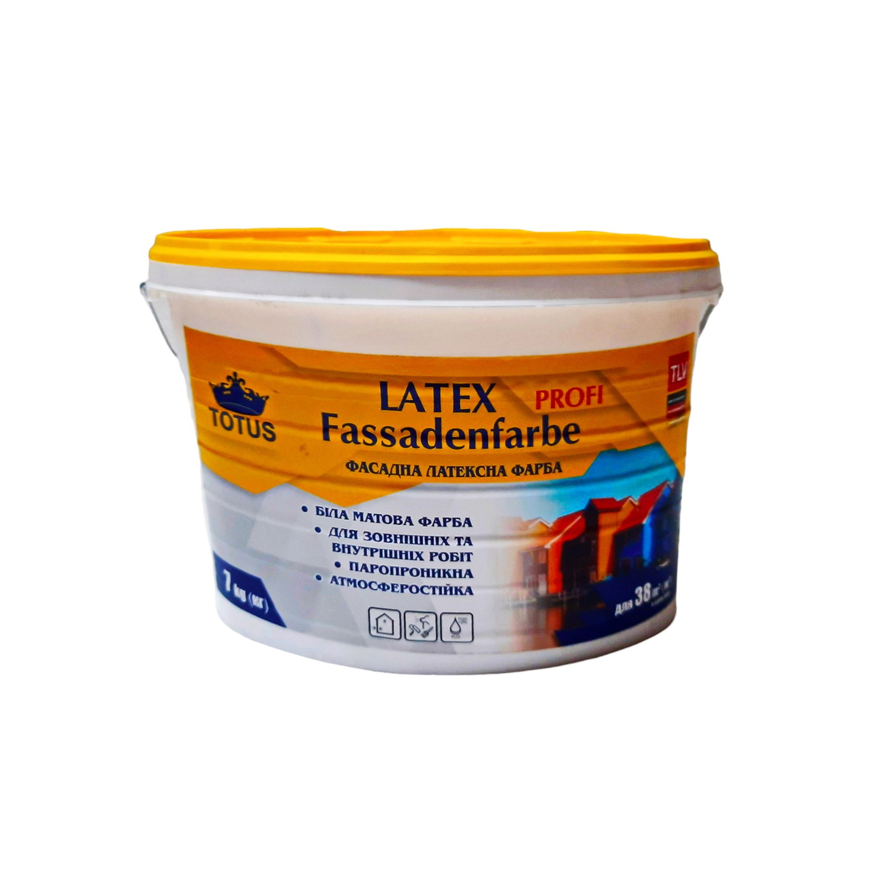 Фарба фасадна TOTUS Latex Fassadenfarbe акрилова, водоемульсійна, мат білий 7 кг